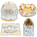 FARETO COMPLETE BEDDING SET ESSENTIALS COMBO FOR BABY (0-6 MONTHS)(GOOD NIGHT ORANGE)