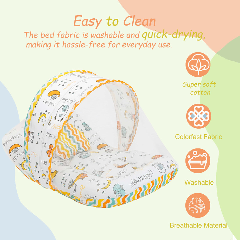 FARETO COMPLETE BEDDING SET ESSENTIALS COMBO FOR BABY (0-6 MONTHS)(GOOD NIGHT ORANGE)