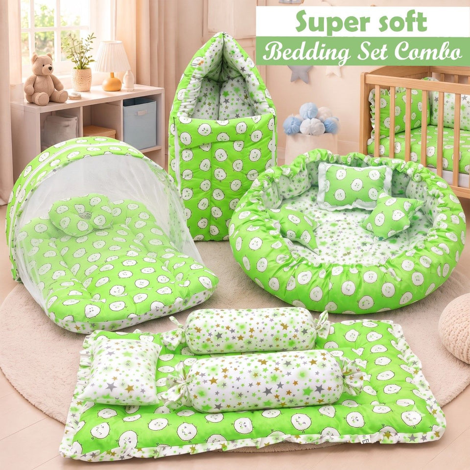 Fareto Complete Bedding Set essentials Combo For Baby (0-6 Months)(Aqua Green)(F167)