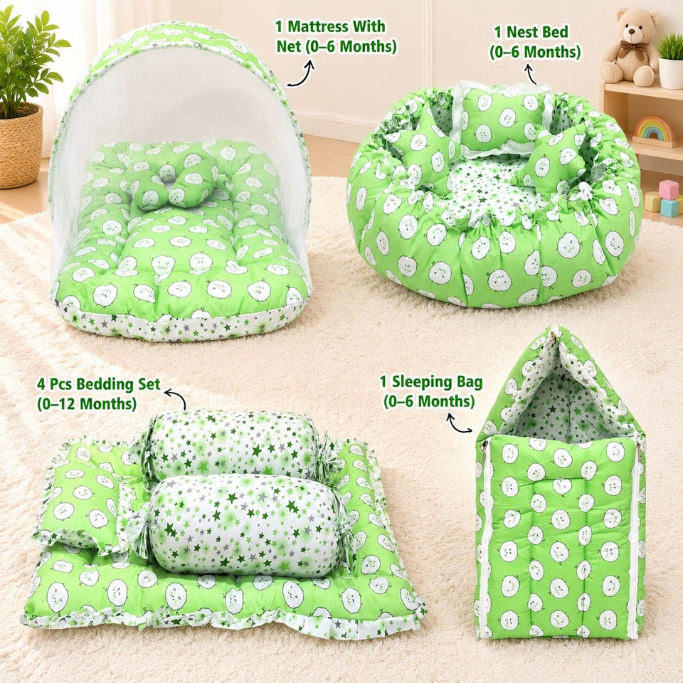 Fareto Complete Bedding Set essentials Combo For Baby (0-6 Months)(Aqua Green)(F167)