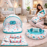 FARETO COMPLETE BEDDING SET ESSENTIALS COMBO FOR BABY (0-6 MONTHS)(PISTA GREEN SPIRAL)(F321)