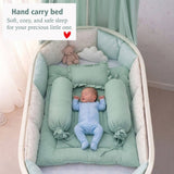 Fareto Newborn Baby 100% Muslin Cotton Bedding Set Combo | Sleeping Bag | Mattress with Net | Nest  | Blanket | Hand Carry Bed & Bolster Set |  (0-6 Months)(F735)