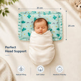 Fareto new born baby super soft cover mustard filling pillow for round head(0-1 YEAR)(F348)