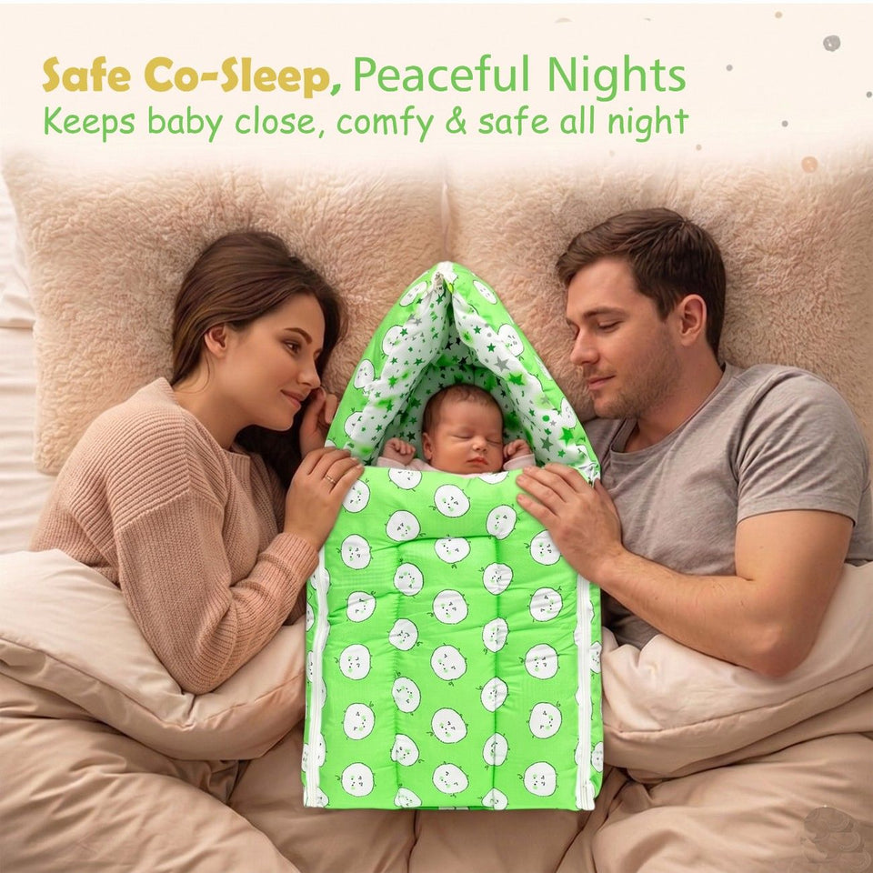 Fareto 3 in 1 Baby Bed, Sleeping Bag & Carry Nest, Cotton Baby Bedding for New Born (0-6 Months) (Lightweight), Pack of 1(F500)