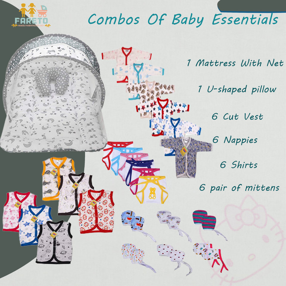 Fareto 26 in1 New Born Baby Complete Daily Essentials | Gift Pack | Combo Set | (0-3 Months)