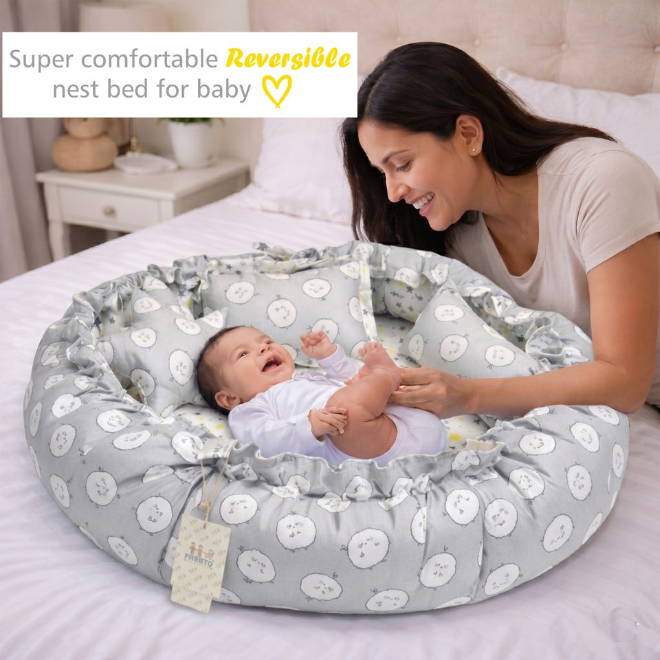 Fareto Complete Bedding Set essentials Combo For Baby (0-6 Months)(Grey ship)(F166)