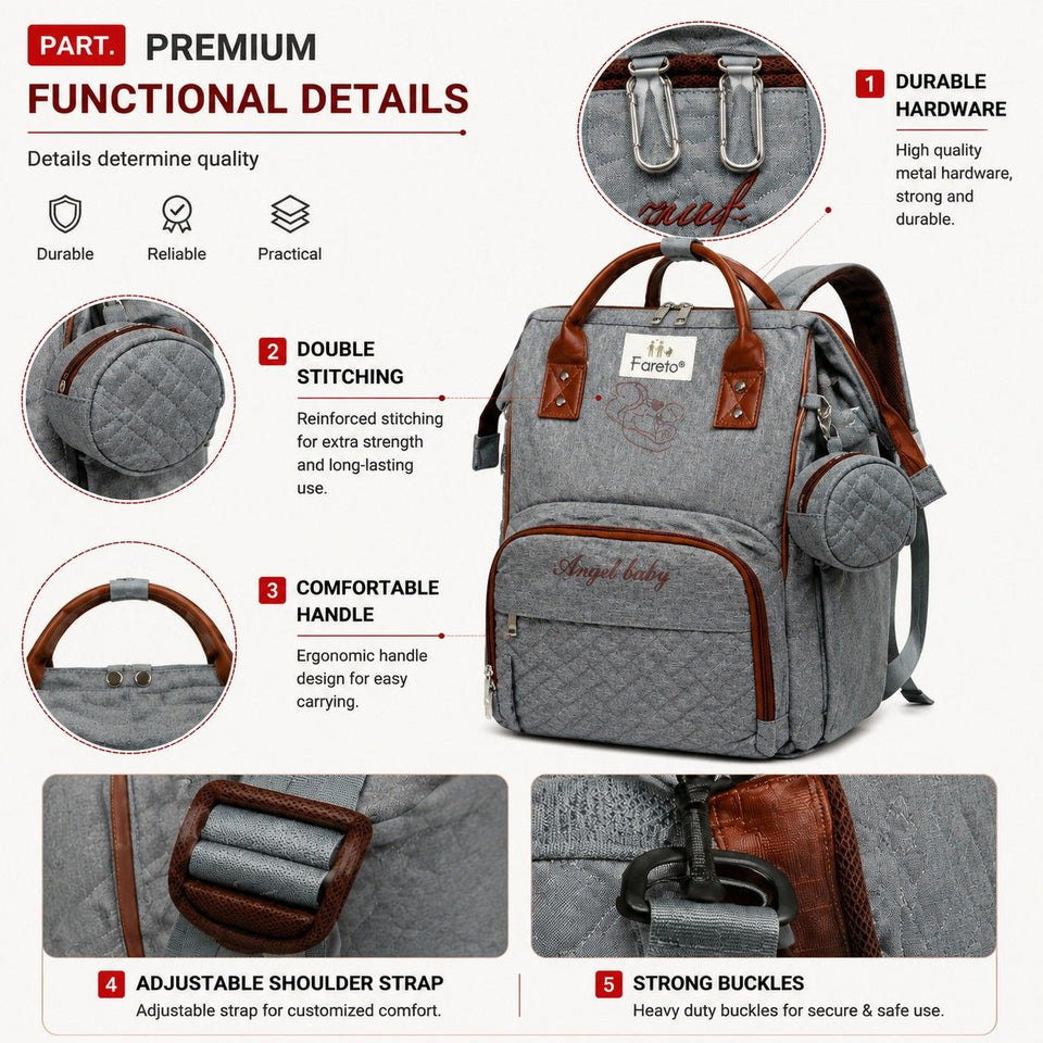 Fareto Premium Quality Diaper Bag for Mother, Multipurpose Stylish Diaper Bag (Pack Of 1)(F487)