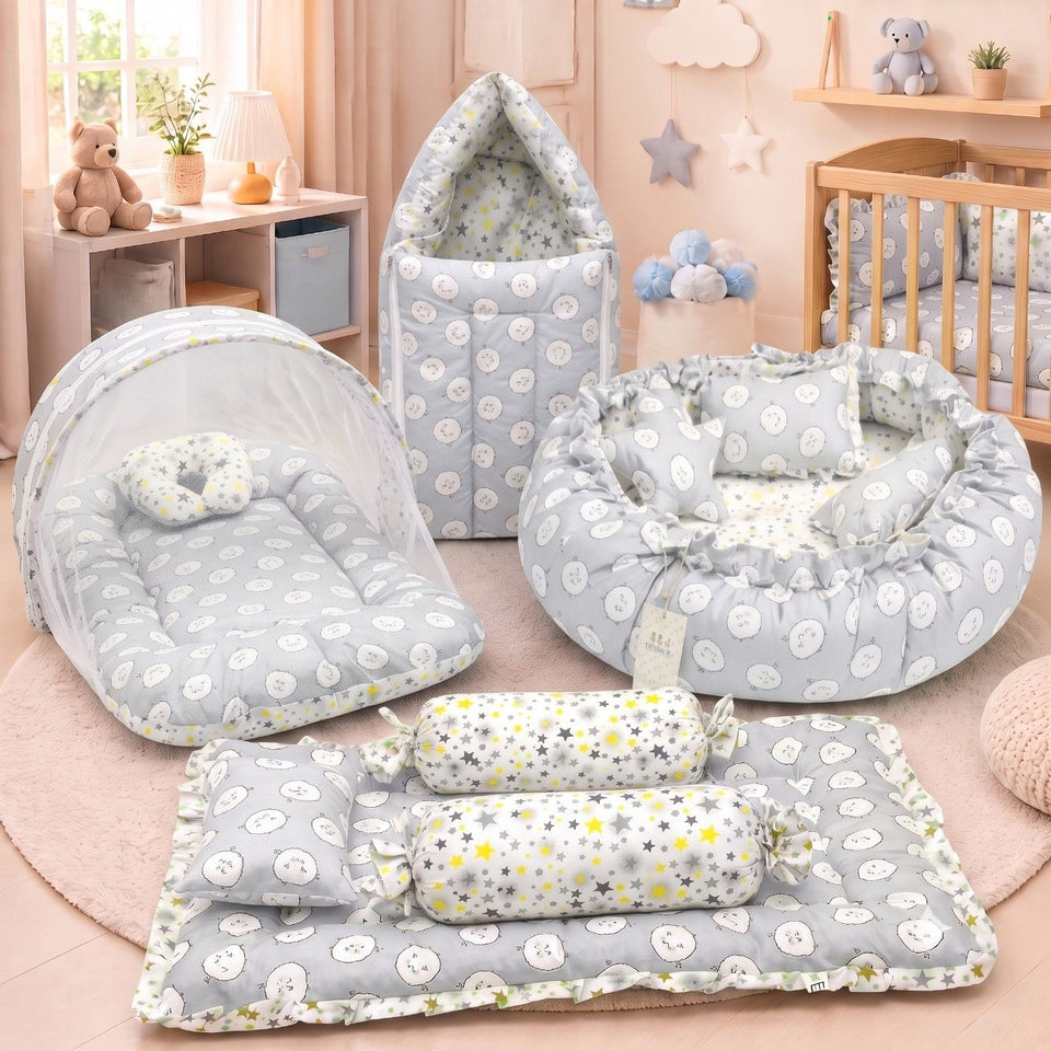 Fareto Complete Bedding Set essentials Combo For Baby (0-6 Months)(Grey ship)(F166)