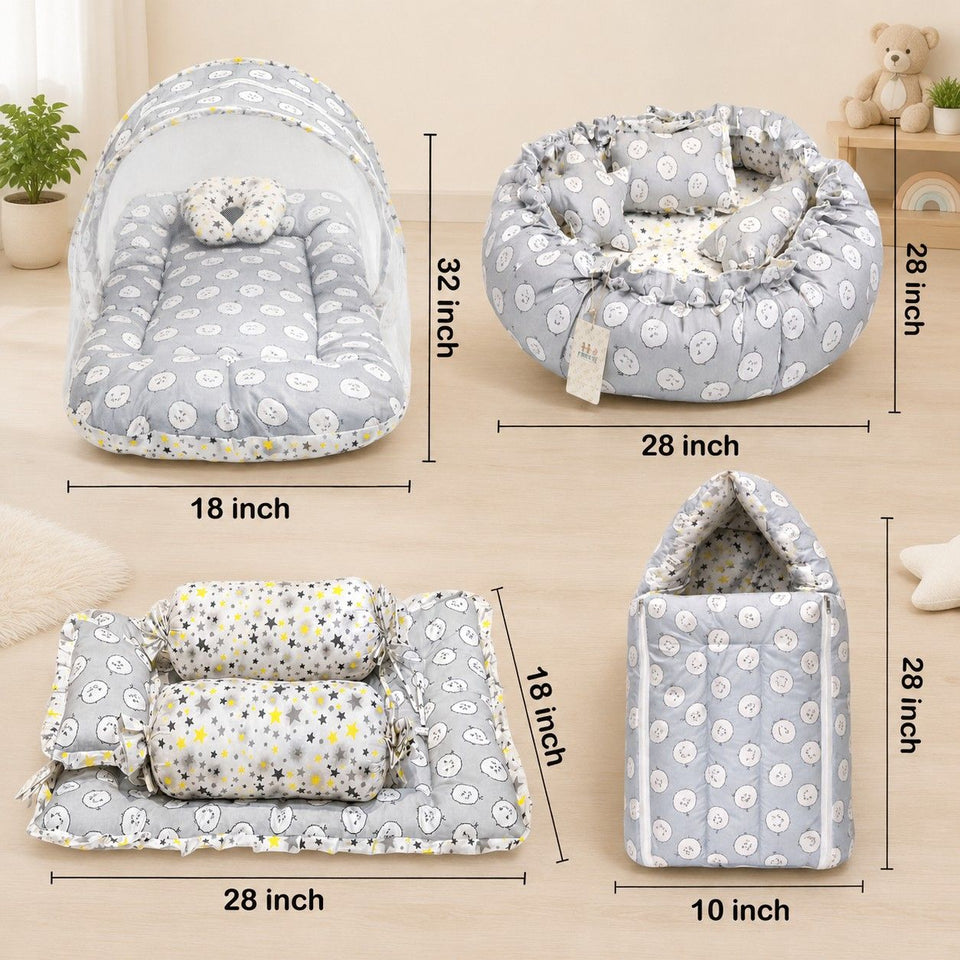 Fareto Complete Bedding Set essentials Combo For Baby (0-6 Months)(Grey ship)(F166)