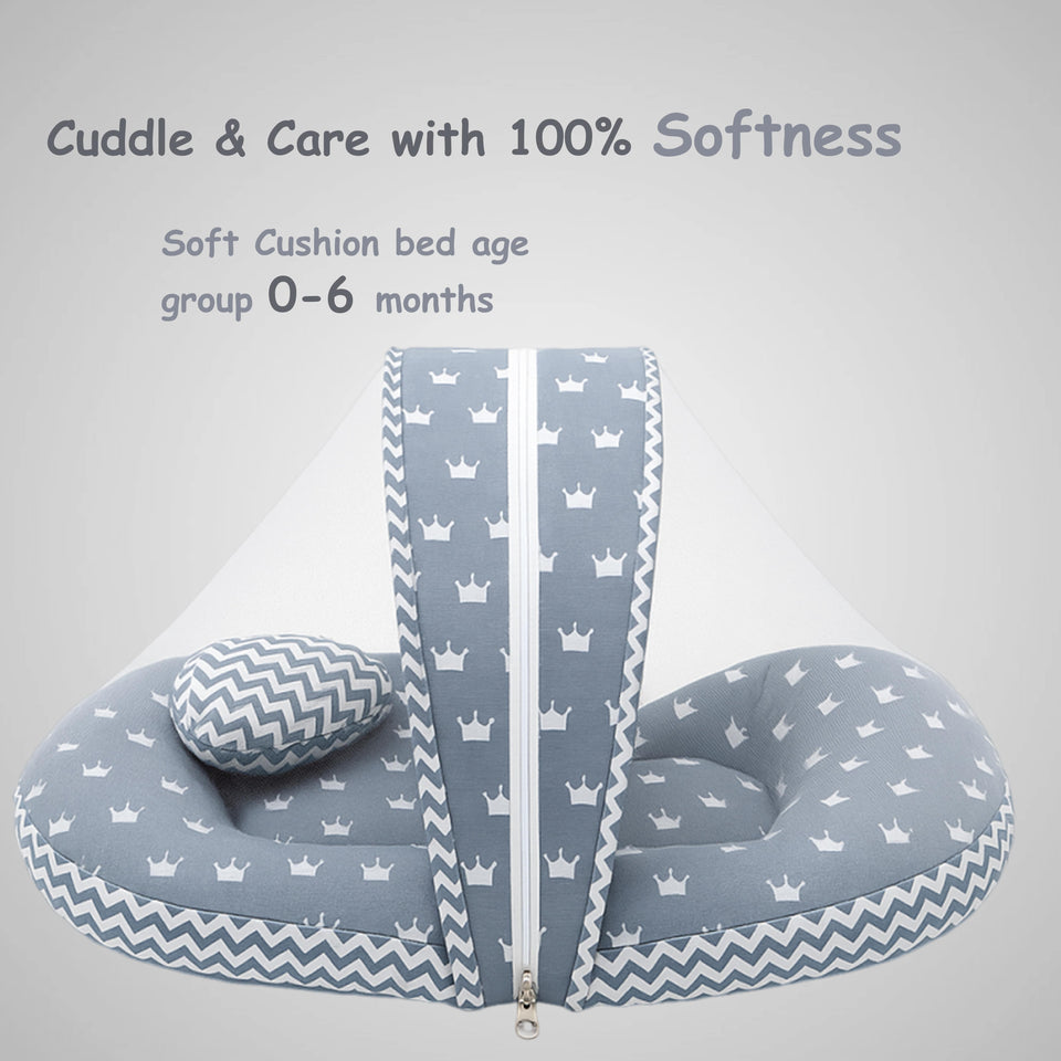 Fareto Complete Bedding Set essentials Combo For Baby (0-6 Months)(Crown Grey)(F613)