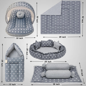 Fareto Complete Bedding Set essentials Combo For Baby (0-6 Months)(Crown Grey)(F613)