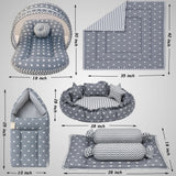 Fareto Complete Bedding Set essentials Combo For Baby (0-6 Months)(Crown Grey)(F613)