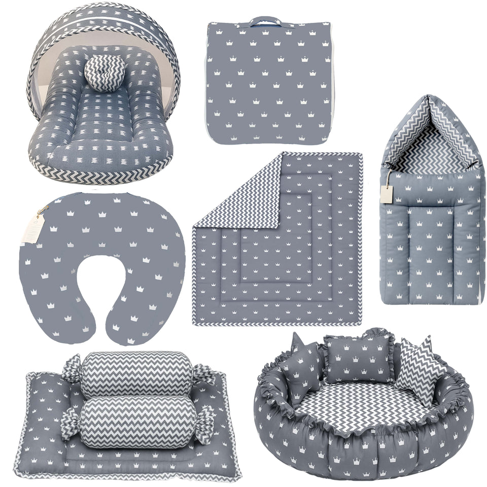 Fareto Baby bedding Essentials 1 Nest | 1 Mattress with net | 1 Carry bed | 1 Bolster set | 1 Carry bag | 1 Portable bed | 1 Feeding pillow | 1 Blanket (0-6M)