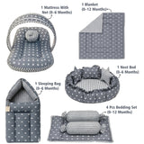 Fareto Complete Bedding Set essentials Combo For Baby (0-6 Months)(Crown Grey)(F308)