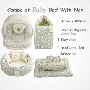 Fareto Complete Bedding Set essentials Combo For Baby (0-6 Months)(Grey ship)