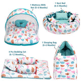 FARETO COMPLETE BEDDING SET ESSENTIALS COMBO FOR BABY (0-6 MONTHS)(PISTA GREEN SPIRAL)(F321)