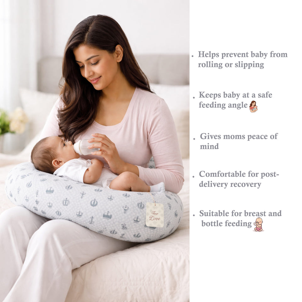 Fareto Baby Bedding Essentials Combo Set – Sleeping Bag, Mattress with  Net, Feeding Pillow & Hand Carry Bed | Soft Cotton | Taj | 0–6 Months(F697)