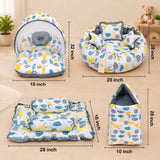 FARETO NEW BORN BABY FULL BEDDING SET COMBO (0-6 MONTHS)(GREY_SPRIAL)(F442)