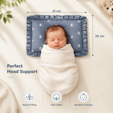Fareto new born baby super soft cover mustard filling pillow for round head(0-1 YEAR)(F347)