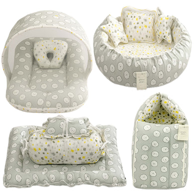 Fareto Complete Bedding Set essentials Combo For Baby (0-6 Months)(Grey ship)