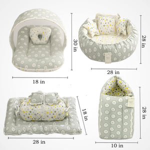 Fareto Complete Bedding Set essentials Combo For Baby (0-6 Months)(Grey ship)