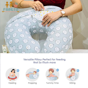 Fareto Baby Feeding Pillow with Detachable Cover Breast Feeding (0-24 Months)(Grey Ship)