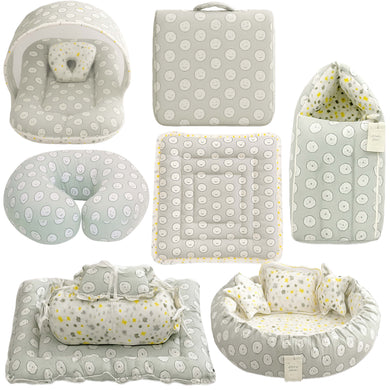 Fareto Baby bedding Essentials 1 Nest | 1 Mattress with net | 1 Carry bed | 1 Bolster set | 1 Carry bag | 1 Portable bed | 1 Feeding pillow | 1 Blanket (0-6M)