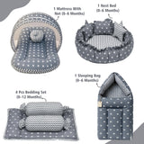 Fareto New Born Baby Full Bedding Set Combo (Crown Grey) (0-6 Months)(F98)