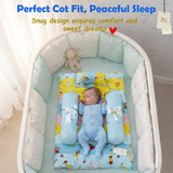 Fareto Elegant Sleeping Cushioned Baby Bed | Soft Cotton Newborn Lounger with Support Pillows | Breathable Portable Infant Nest (0–12 Months)(F717)