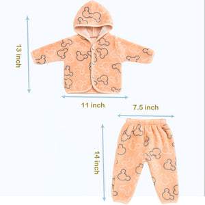 Fareto New Born Baby Winter Wear Hooded Shirt & Pyjama Set – Pack of 3 | 0-3 Months | Soft & Warm | Unisex (Colors May Vary)(F600)