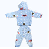 Fareto New Born Baby Winter Wear Hooded Shirt & Pyjama Set – Pack of 3 | 0-3 Months | Soft & Warm | Unisex (Colors May Vary)(F600)