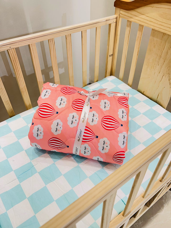 Fareto Baby & Kids Reversible Super Soft Blanket Comforter(PEACH_BALLON) (Size:132*112)(0-8 Years)