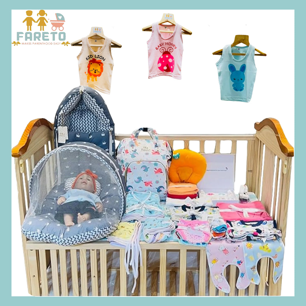 Fareto Premium Quality Baby Summer Essentials 72 in 1 New Combo (0-6Months)