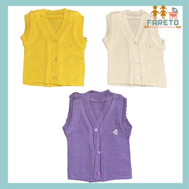 Fareto New Born Baby Winter Sleeveless Sweater | Inner wear Sweater (0-2M)(Pack of 3)(Note: Colours & Designs May Vary)