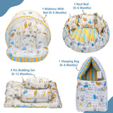 FARETO COMPLETE BEDDING SET ESSENTIALS COMBO FOR BABY (0-6 MONTHS)(GOOD NIGHT BLUE)(F384)