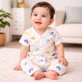 Fareto Baby Muslin Cotton Daily Wear Suit Set | Soft & Breathable Shirt + Pajama (Pack of 1) | 0-6 Months / Infant Boys & Girls(F737)