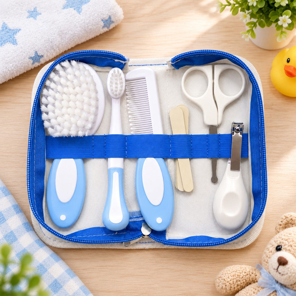 Fareto Newborn Baby Grooming Kit – 6 In 1 High-Quality Infant Care Set with Hair Brush, Comb, Nail Clipper, Scissors & Baby Grooming Essentials – Safe for Boys & Girls(F797)