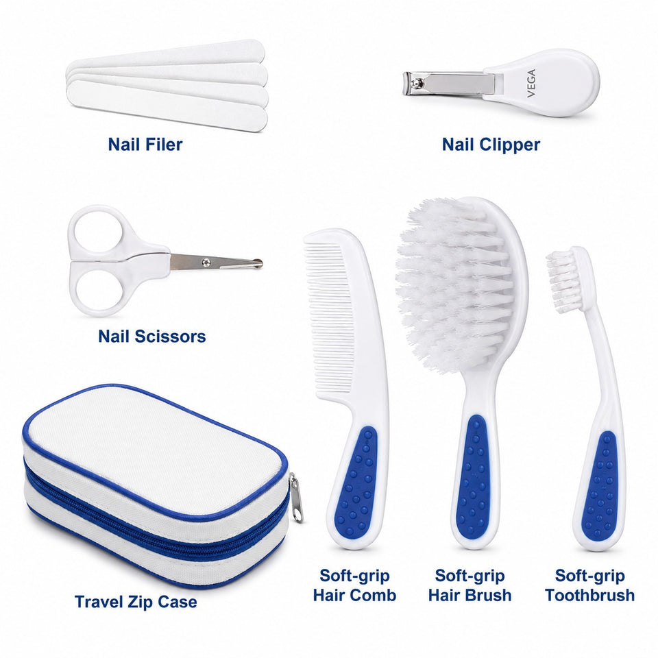 Fareto Newborn Baby Grooming Kit – 6 In 1 High-Quality Infant Care Set with Hair Brush, Comb, Nail Clipper, Scissors & Baby Grooming Essentials – Safe for Boys & Girls(F797)