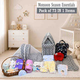 FARETO NEW BORN BABY PREMIUM QUALITY MONSOON AND SEMI WINTER SEASON  HOSPITAL ESSENTIALS 73 IN 1 (0-6 MONTHS) _ NURSERY BAG(F408)