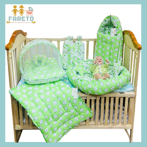 Fareto Complete Bedding Set essentials Combo For Baby (0-6 Months)(Aqua Green)