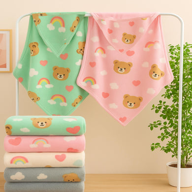 FARETO BABY KIDS SUPER SOFT PREMIUM QUALITY WINTER BLANKET ( PACK OF 2)(Size:75CM*60CM) (0-12 MONTHS)( Colours And Designs May Vary )