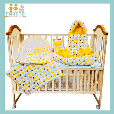 Fareto Combo of Baby Nest | Bed with Net | Carry Bag | 4 Pcs Bedding Set(0-6 Months)