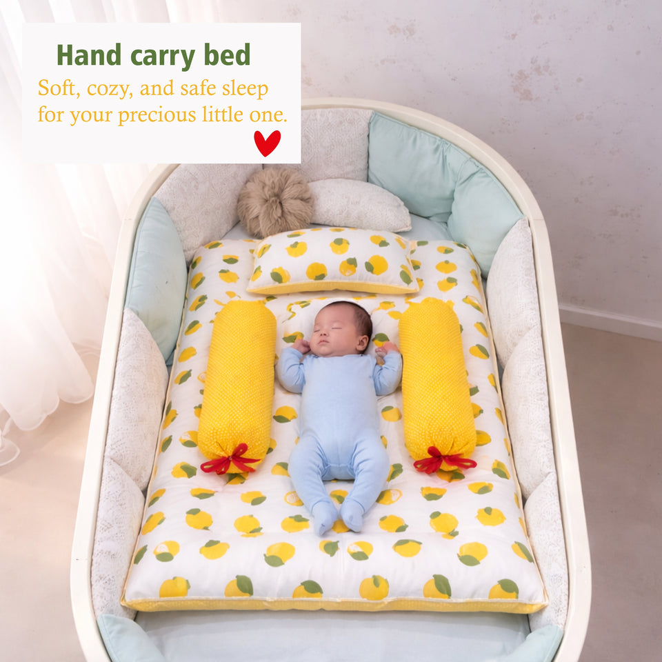 Fareto Combo of Baby Nest | Bed with Net | Carry Bag | 4 Pcs Bedding Set(0-6 Months)(F155)