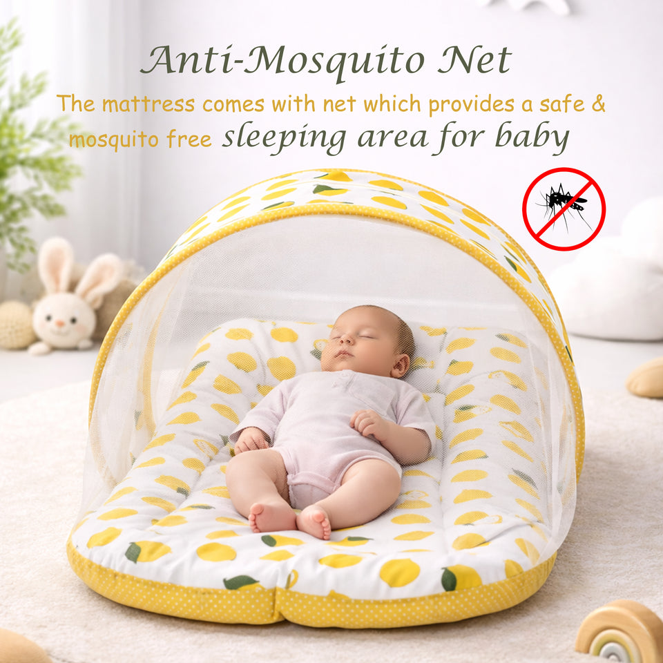 Fareto Combo of Baby Nest | Bed with Net | Carry Bag | 4 Pcs Bedding Set(0-6 Months)(F155)