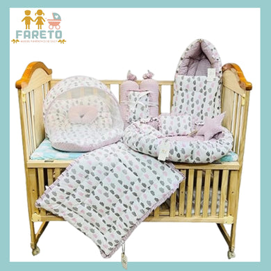 Fareto Complete Bedding Set essentials Combo For Baby (0-6 Months)(Cloud Line Lavender)