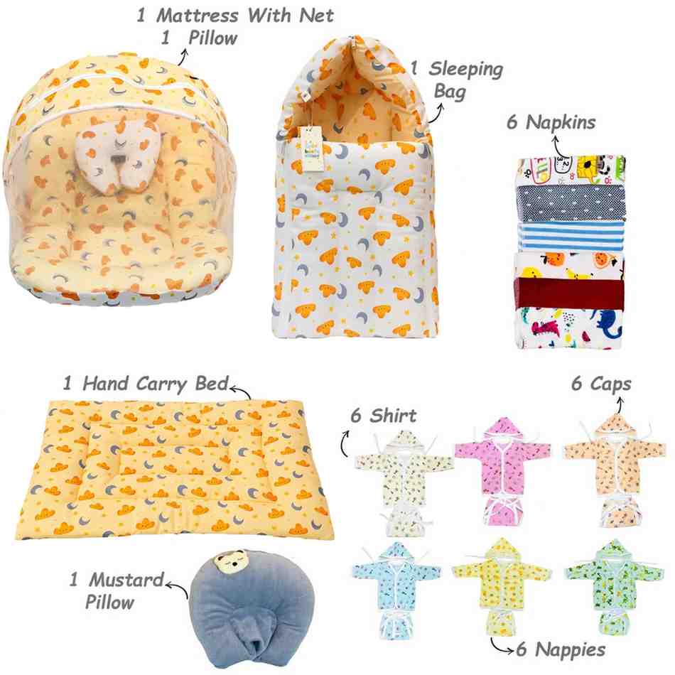 Fareto New Born Baby Premium Monsoon Season Hospital Essentials Kit 67 in 1 for Boys & Girls (0-6 Months) | Complete Newborn Care & Maternity Bag Set (0-6 MONTHS)(F369)