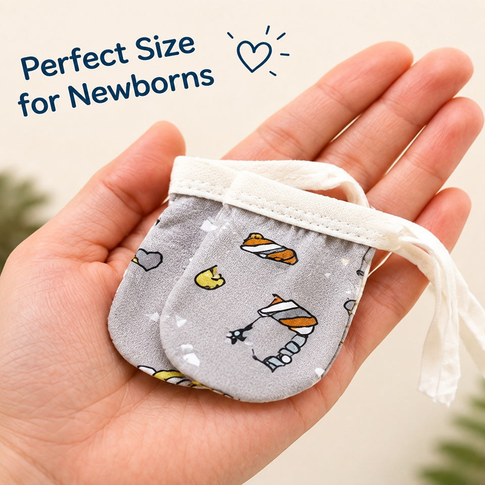 Fareto New Born Baby Cotton Mittens Set (6-9 Months) (Pack of 6 Sets)(F51)