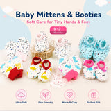 Fareto New Born Baby 6 Pairs of Mittens & 6 Pairs of Socks(Total Items:12)(0-3 Months)(F49)