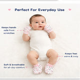 Fareto New Born Baby 6 Pairs of Mittens & 6 Pairs of Socks(Total Items:12)(0-3 Months)(F49)