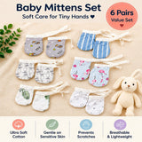 Fareto New Born Baby Cotton Mittens Set (6-9 Months) (Pack of 6 Sets)(F51)